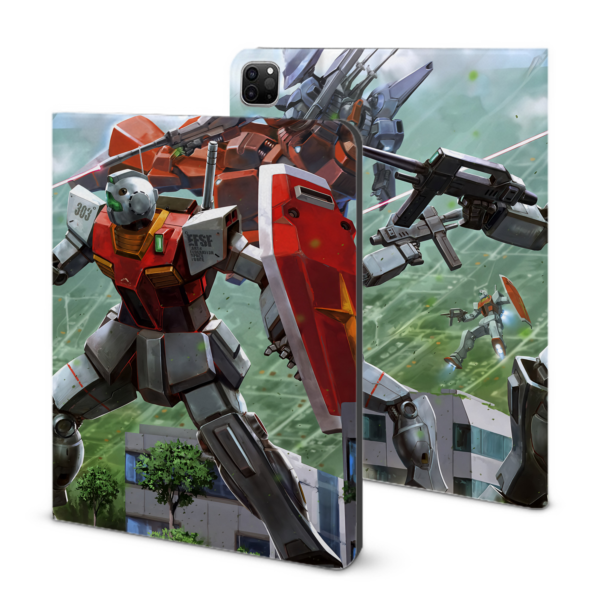 （画像用） 機動戦士ガンダム Mobile Suit Gundam IPad ケース ブック型 PUレザー TPU 耐衝撃 軽量 薄型 ペン収納なし 全面保護 IPad 各モデル対応